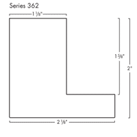 This large, L-shaped canvas floater frame features White w/Red Lines, and a 1-1/8 " flat face.

*Note: These solid wood, custom canvas floaters are for stretched canvas prints and paintings, and raised wood panels.