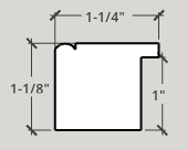 A simple 1-1/4 " wood frame with a concave top, features a smooth texture that enhances the dark black finish.