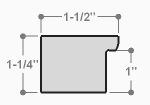 This heavy frame features simple, straight edges and a glossy black finish with wood grain details. 

Protruding 1.25 "es, a distinct division is achieved between art and wall. The deep rabbet also provides shadow box properties.

1.5 " width: ideal for medium size images.  The simple, classic nature of this frame, and it