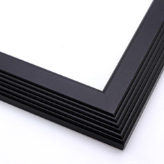 This soft frame features a reverse, stepped curve at the outer edge and is finished in a pure matte black.

1.625 " width: ideal for small to medium size artwork. Nature photographs or warm toned paintings and giclee prints will look right at home in this classic frame.