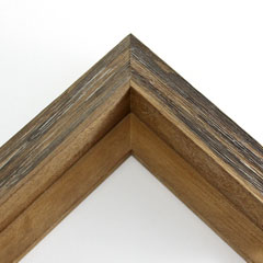 This aged medium/large barn-wood style, L-shaped canvas floater frame features a mixture of grey and brown tones of shades, and a 1-1/4 " flat face.

*Note: These solid wood, custom canvas floaters are for stretched canvas prints and paintings, and raised wood panels.