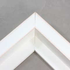 This large, L-shaped canvas floater frame features White w/Red Lines, and a 1-1/8 " flat face.

*Note: These solid wood, custom canvas floaters are for stretched canvas prints and paintings, and raised wood panels.