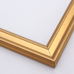This narrow frame features a crown moulding profile finished in gold leaf.  An antique look is achieved with a gentle brushed effect that highlights the corners of the bevelled edges.

1.25 " width: ideal for small- to medium-size images.  Border a fashion photograph or oil painting in this stylishly simple frame.