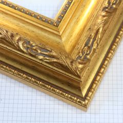 This 3-3/4 " gold leaf ornate frame showcases an opulent design with intricate floral detailing and a richly layered profile for a truly luxurious presentation. Its radiant gold finish and classic craftsmanship make it an exceptional choice for fine art, mirrors, portraits, and traditional interiors.