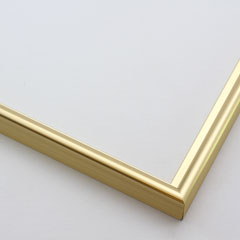 This simple metal picture frame has a bold, high-shine gold finish and curved profile. The outer drop edge has a tiny vertical ridge texture. 

.375 " width: ideal for small, medium or large artworks. Easily frame photographs, paintings or drawings on paper, or even Giclée canvas prints.