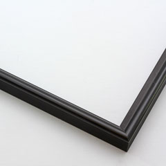 This simple metal picture frame has a bold, high-shine black finish and curved profile. The outer drop edge has a tiny vertical ridge texture. 

.375 " width: ideal for small or medium artworks. Easily frame photographs, paintings or drawings on paper, or even Giclée canvas prints.