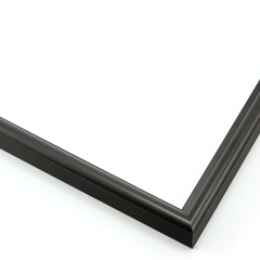 This simple metal picture frame has a smooth, frosted black finish and curved profile. The outer drop edge has a tiny vertical ridge texture. 

.375 " width: ideal for small or medium artworks.  Easily frame photographs, paintings or drawings on paper, or even Giclée canvas prints.