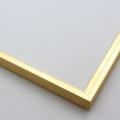 This metal picture frame has a gold, high-shine finish, brush-textured drop edge and a curved profile. The classic flat face makes this frame ideal for almost any small or medium artwork. 

.3 " wide face. Easily frame photographs, paintings or drawings on paper, or even Giclée canvas prints.