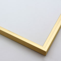 This metal picture frame has a smooth, frosted gold finish, brush-textured drop edge and a curved profile. The classic flat face makes this frame ideal for small, medium and large-size artwork. 

.3 " width. Easily frame photographs, paintings or drawings on paper, or even Giclée canvas prints.