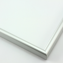 This simple metal picture frame has a frosted silver finish with a brushed outer drop edge and curved profile. 

.375 " width: ideal for small, medium and large artworks. Easily frame photographs, thicker cloth or needlework art, or even Giclée canvas prints.