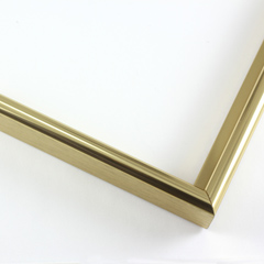 This simple metal picture frame has a bold, high-shine gold finish and smooth, curved profile. 

.375 " width: ideal for small, medium or large artworks. Easily frame photographs, thicker cloth or needlework art, or even Giclée canvas prints.