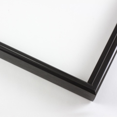 This simple metal picture frame has a bold, high-shine black finish with a brushed outer drop edge and curved profile. 

.375 " width: ideal for small, medium or large artworks. Easily frame photographs, thicker cloth or needlework art, or even Giclée canvas prints.