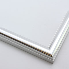 This simple metal picture frame has a high-shine, silver finish and curved profile. 

.875 " width: ideal for small, medium or large artworks. Easily frame photographs, thicker cloth or needlework art, or even Giclée canvas prints.