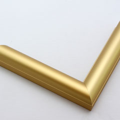 This simple metal picture frame in frosted gold has a smooth finish and curved profile. 

.875 " width: ideal for small, medium or large artworks. Easily frame photographs, thicker cloth or needlework art, or even Giclée canvas prints.
