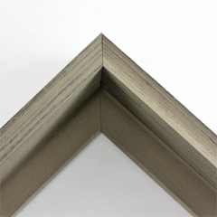 This simple grey with black stain frame, features an inward curved profile with wood  details and natural wood finish.

Ideal for mounting 1.5 " deep (thick) gallery wrapped canvas portraits, paintings or Giclée prints. The vintage, slightly rustic look pairs nicely with bucolic or nature image.

*Note: These canvas floaters are for stretched canvas prints and paintings, and raised wood panels.
