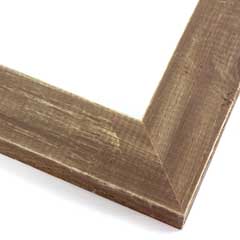 This simple, flat faced frame features rustic wood with a light wash. The natural grain shows through the thin, mid-brown varnish, giving the frame a soft, antiqued appearance.

1-1/2 " wide: ideal for small and medium-size images.  Whether photography or paintings, rural scenes and simple images will look striking in this frame.