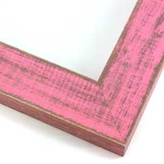 This simple, flat faced frame features real, solid wood with a bubblegum-pink wash. The natural grain shows through the sanded varnish, giving the frame a soft, antiqued appearance with a pop of color.

1-1/2 " wide: ideal for small to mid-sized images. Rural painting or children