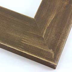 This wide, flat faced frame features rustic wood with a light wash. The natural grain shows through the thin, mid-brown varnish, giving the frame a soft, antiqued appearance.

2-1/2 " wide: ideal for medium to extra-large images.  Whether photography or paintings, rural scenes and simple images will look striking in this frame.