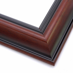 This classic, reverse scoop frame features a deep walnut wash that highlights the natural wood grain.  The colour fades into black at the lip and rim, but returns along the outer drop edge. A stepped inner edge defines the border of the frame.

2.5 " width: ideal for medium or large artwork. This frame will beautifully border a renaissance or impressionism painting or giclee print.