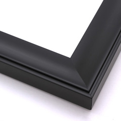 This solid wood frame features a shallow scoop profile subtle ridged edge.  The face is a solid matte black that gently draws the eye toward the artwork.

2 " width: ideal for medium or large images.  This simple frame is the perfect border for a greyscale photograph, or brightly coloured oil painting or print.