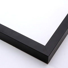 This simple, matte black frame features a slim, flat face. Dress it up with an old watecolour or oil painting, or keep it modern with a bright family photograph. The deep (1-1/16") rabbet adds depth to framed images, creating a shadow-box effect.

.75 "es wide: ideal for small images.
