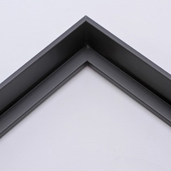 This simple, tapered edge canvas floater frame features a narrow face with a drop edge that widens internally toward the base.  This style, in a classic matte black, lends a unique hovering effect to your framed canvas. 

Display your favourite gallery wrapped Giclée print or painting with authentic, fine art style. These slender canvas floating frames are ideal for smaller, .75 " deep (thin) stretched canvases.

*Note: These solid wood, custom canvas floaters are for stretched canvas prints and paintings, and raised wood panels.
