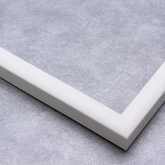 This simple, matte white frame features a slim curved profile.  The result is a classic yet modern border that can be matched with almost any artwork and decorating style.

11/16" " width: ideal for smaller images.  Select an oil or watercolour painting, print, or black-dominant grayscale photograph.