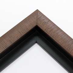 This brown with caramel stain floater frame, features a slight lifted curved profile with darken lines and natural wood finish.

Ideal for medium and large artworks. The clean modern lines and natural details of this frame make it the perfect fit for a wide variety of paintings, photos and giclee prints.