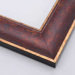 This decadent, antiqued scoop frame features a mottled face of deep red and black with a golden sheen.  The curved inner lip and flat outer edge are a mottled gold.

2.5 " width: ideal for medium and large artworks.  Add some classic flair to a family portrait photograph, or border a muted watercolour or oil painting with this old fashioned frame.