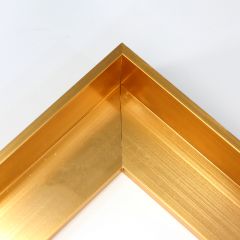 This metal canvas floater picture frame has a smooth, matte Gold finish and flat, narrow (.25 ") face. 

Ideal for medium to large size artwork on thick (1-5/8 " deep) stretcher bars.  Border gallery wrapped Giclée canvas prints or paintings with this simple, modern frame for an authentic, fine art display.

*Note: These sturdy metal, custom canvas floaters are for stretched canvas prints and paintings, and raised wood panels.

Nielsen mf14-14 Profile