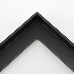 This small, L-shaped floating canvas frame in matte black features a simple flat face.

*Note: These solid wood, custom canvas floaters are for stretched canvas prints and paintings, and raised wood panels.