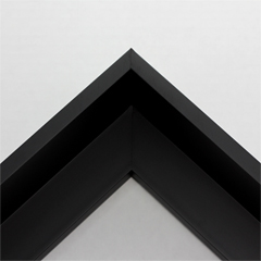 This extra tall, L-shaped floating contemporary canvas floater frame in black features a thin flat face.

*Note: These solid wood, custom canvas floaters are for stretched canvas prints and paintings, and raised wood panels.