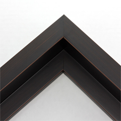 This large, L-shaped floating contemporary canvas frame in espresso features a wide flat face.

*Note: These solid wood, custom canvas floaters are for stretched canvas prints and paintings, and raised wood panels.