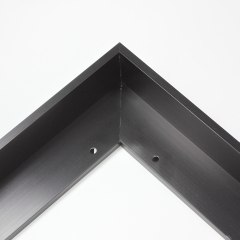 This metal floater picture frame has a smooth, matte black finish and flat, narrow (.25 ") face. 

Ideal for medium to large size artwork on thick (1.5 " deep) stretcher bars.  Border gallery wrapped Giclée canvas prints or paintings with this simple, modern frame for an authentic, fine art display.

*Note: These sturdy metal, custom canvas floaters are for stretched canvas prints and paintings, and raised wood panels.

Nielsen mf14-21 Profile