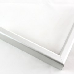 Profile 21 Chrome color is a slightly curved top profile offering simplicity and elegance.

Profile 21 has 1-1/8 " deep sides, and will hold artwork, mats, backing, and glazing up to a total of 5/8 ". 

Nielsen Aluminum Moulding N21-400