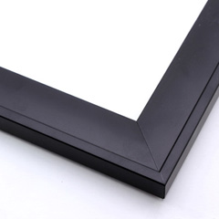 This modern, matte black frame features a very shallow curve profile and flat, raised edge.

1.5 " width: ideal for medium size images.  Border a black and white photograph for a classic look, or a bold oil painting or giclee print for a striking contrast.