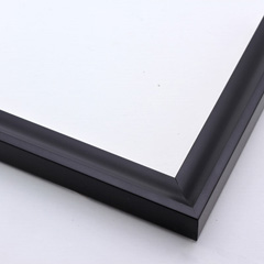 This matte black frame features a flat outer edge and deep scoop profile.  

1 " width: ideal for smaller artworks. Pair this simple, classic frame with a bold oil painting or subtle watercolour, or border a black and white photograph for a modern look.