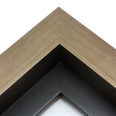 This large profile, L-shape floating canvas frame features a wide, 1.5 " face in a bold, brushed gold.

Display your favourite gallery wrapped canvas Giclée print or painting with authentic, fine art style. This floating canvas frame is ideal for large and extra large images on thick (1.5 " deep) stretcher bars.

*Note: These solid wood, custom canvas floaters are for stretched canvas prints and paintings, and raised wood panels.