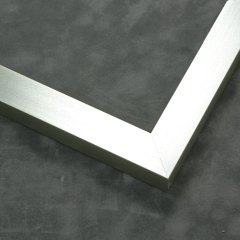 Solid 7/8 " metal frame. This frame is metallic grey-silver. It has a frosted texture covering all sides and reflects dispersed light.

Nielsen n97-14 Profile