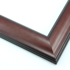 This simple, reverse curve frame features a mahogany wash with that highlights the natural wood grain.  The subtly bevelled inner and outer edges are matte black.

1.75 " width: ideal for small or medium size images.  The plain, natural appearance of this frame makes it a great border for almost any artwork: photograph, painting or giclee print.