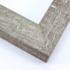 This simple but expressive frame features an organic wood grain face, complete with whorls and shallow ridges. The soft, pale grey finish has hints of brown and white that highlight the rough texture.

1.75" width: ideal for medium size artworks. The natural simplicity of this countryside frame is the perfect match for nature or farmland photographs or oil paintings.