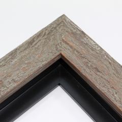 This simple but expressive floater frame features an organic wood grain face, complete with whorls and shallow ridges. The soft, pale grey finish has hints of brown and white that highlight the rough texture.

Ideal for medium and large size artworks. The natural simplicity of this countryside frame is the perfect match for nature or farmland photographs or oil paintings.