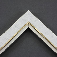 Linen liners are a great option for providing blank space between art and frame.  Where glass is generally required to protect paper artworks and their mat, a linen liner does not require glass, making it ideal for paintings and Giclée prints.

This 1.25 " natural liner has an authentic linen texture and colour, and a gold and painted white lip.  It is best suited to small and medium size canvas prints, watercolour or oil paintings.