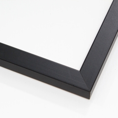 This simple, matte shine frame features a smooth black face that does not obscure the rich, natural wood grain. It is a delicate, modern take on a basic style.

1 " width: ideal for small images.  Border a bold, white-dominant greyscale photograph, or acrylic painting or print in this subtle frame.