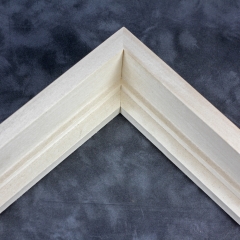 This stair step floating canvas frame in raw, natural wood features a shallow recessed stair below the outer face. The canvas will hover neatly, resting on the lowest, flat edge.  

Give an authentic, fine art display to your favourite Giclée print or acrylic painting. This canvas floating frame is ideal for small and medium size, thin (3/4 " dee) canvas images.

*Note: These solid wood, custom canvas floaters are for stretched canvas prints and paintings, and raised wood panels.