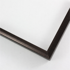 This 1/2 " frame features a scooped profile from a flat outer edge. Along with brown finish and delicate bronze detailing creating horizontal lines across the scooped profile. The colors fade to create a seamless blend. The sides of the frame features a matte black finish.

1/2 " width: ideal for small artwork. This modern frame is suitable for a wide variety of art mediums, from photographs to paintings and giclee prints.