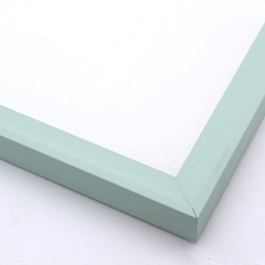 This playful, pale blue-green frame features a flat outer edge, steep scoop profile and smooth matte finish.

1 " width: ideal for smaller artworks. The pastel colour makes this frame a perfect choice for any hard-to-match paintings, photographs or giclee prints.  It is also the best choice for the nursery wall.