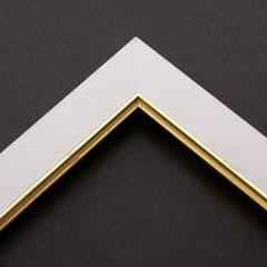 Linen liners are a great option for providing white space between art and frame.  Where glass is generally required to protect paper artworks and their mat, a linen liner does not require glass, making it ideal for canvas paintings and Giclée prints.

This 1.25 " white liner has an authentic linen texture and a bevelled gold lip.  It is best suited to small and medium size canvases.