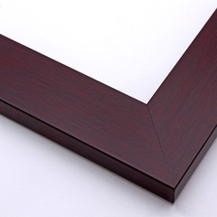 This simple, flat profile frame features a deep mahogany wash with imitation wood grain brushing in black.  The inner and outer edges drop at a straight, 90 degree angle.

2 " width: ideal for medium size images. The smooth style of this solid wood frame makes it suited to a wide variety of photographs, paintings and giclee prints.