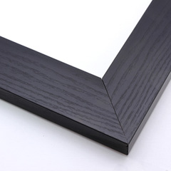 This simple, flat profile frame features a matte black face with imitation wood grain brushing in a deep grey.  The inner and outer edges drop at a straight, 90 degree angle.

2 " width: ideal for medium size images. The smooth style of this solid wood frame makes it suited to a wide variety of photographs, paintings and giclee prints.